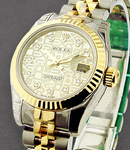 Ladies 26mm Datejust in Steel with Yellow Gold Fluted Bezel on Jubilee Bracelet with Champagne Jubilee Diamond Dial