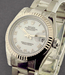 Datejust Ladies 26mm in Steel with White Gold Bezel on Steel Oyster Bracelet with White Roman Dial