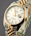 Men's 2-Tone Datejust 36mm on Jubilee Bracelet with Silver Stick Dial