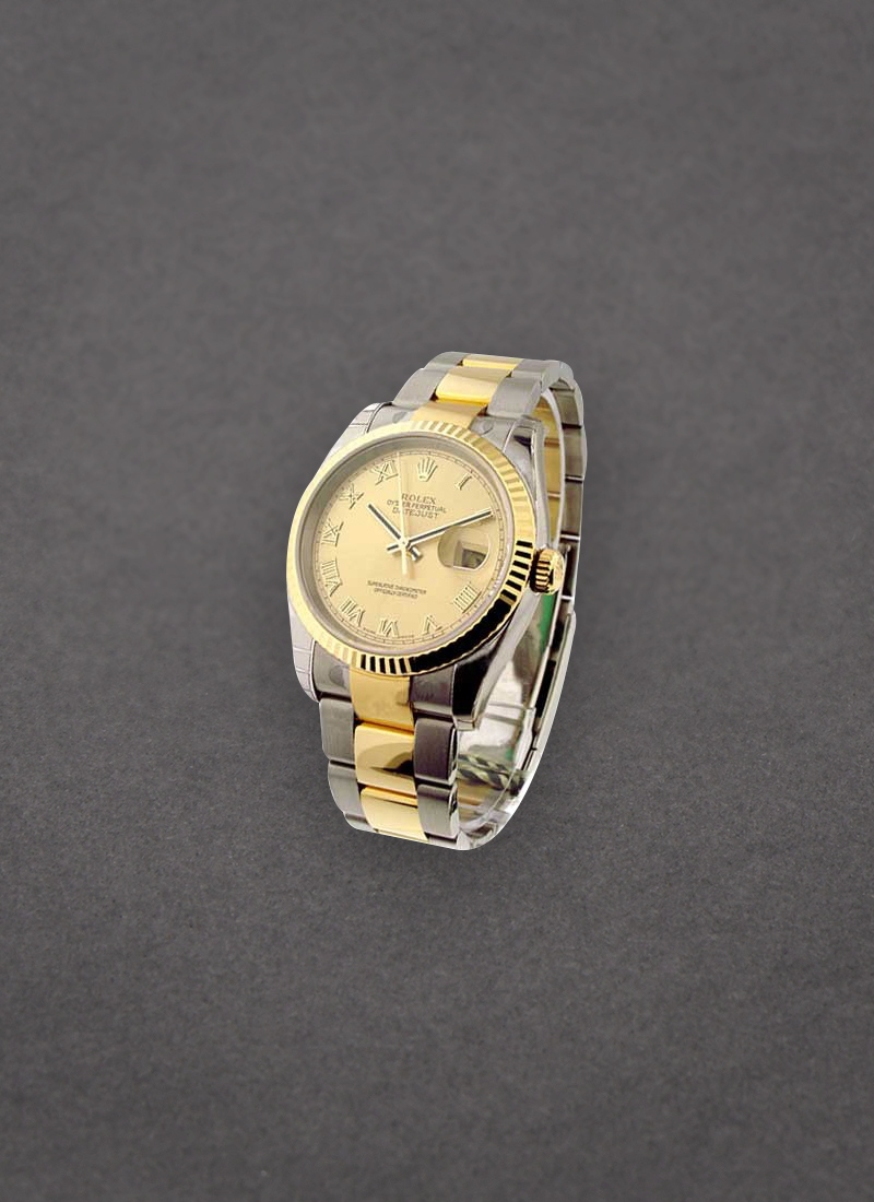 Rolex Unworn Datejust 36mm in Steel with Yellow Gold Fluted Bezel