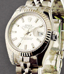 Datejust Automatic in Steel with White Gold Fluted Bezel On Steel Jubilee Bracelet with Silver Stick Dial
