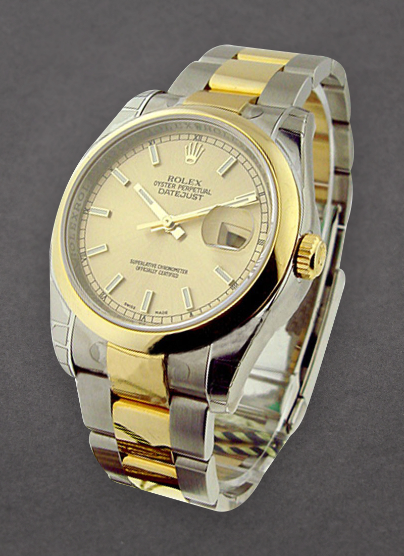 Rolex Unworn Datejust 36mm in Steel with Yellow Gold Smooth Bezel