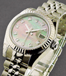Datejust Automatic in Steel with White Gold Fluted Bezel On Steel Jubilee Bracelet with MOP Diamond Dial