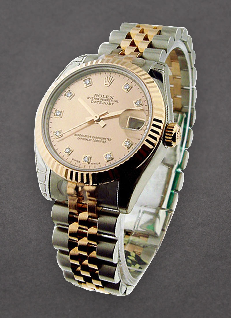 Rolex Unworn Datejust in Steel with Rose Gold Fluted Bezel