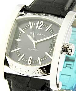 Assioma Large Size Automatic in Steel  on Black Leather Strap with Grey Dial