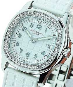 Lady's Aquanaut 4961A Steel with Diamond Bezel Steel with White Rubber Strap and White Dial