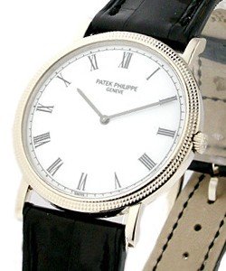 3520 D - Small Calatrava with  Hobnail Case in White Gold Small Size White Gold with White Dial