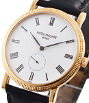 Calatrava 5119R Hobnail Case in Rose Gold On Black Alligator Leather Strap with White Dial
