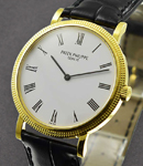 Calatrava 5120J in Yellow Gold on Black Alligator Leather Strap with White Dial
