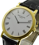 Calatrava 5120J in Yellow Gold on Black Alligator Leather Strap with White Dial