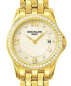 Ref. 4906/101J Calatrava in Yellow Gold with Diamond Bezel on Yellow Gold Bracelet with White Dial
