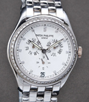 Annual Calendar 5037G in White Gold with Diamond Bezel on White Gold Bracelet with White Dial