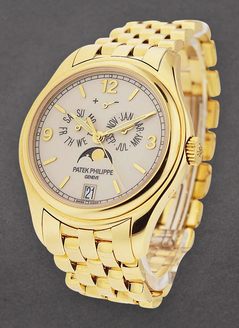 5146 1J Annual Calendar with Moon in Yellow Gold on Yellow Gold Bracelet with Cream Dial 5146 1J 001