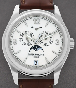 5146G Annual Calendar with Moon in White Gold on Brown Crocodile Leather Strap with Cream Dial