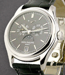 5146P Annual Calendar with Moon in Platinum on Black Crocodile Leather Strap with Slate Grey Dial