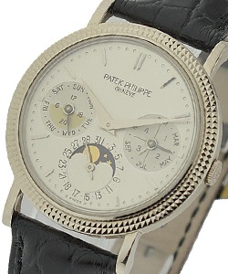 Ref 5039G Perpetual Calendar with in White Gold on Black Leather Strap with White Dial