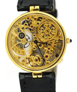 Skeleton 31mm Automatic in Yellow Gold on Black Crocodile Leather Strap with Skeleton Dial