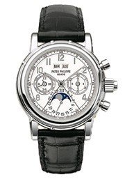 5004 Split-Second Chronograph Perpetual Calendar  White Gold on Strap with White Dial