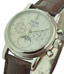 5004 Split-Second Chronograph Perpetual Calendar in Platinum on Brown Alligator Leather Strap with Silver Arabic Dial