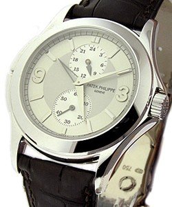 Travel Time 5134 White Gold on Strap with Silver Arabic and Sticks - Current Style Dial
