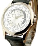 5130G - World Time - Current Version in White Gold on Black Crocodile Leather Strap with Guilloche Silver Dial