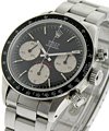 Vintage 6263 Daytona 37mm in Steel with Black Bezel Circa 1980 on Steel Oyster Bracelet with Black Dial with White Subdials