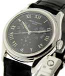 5035P - Annual Calendar 37mm in Platinum on Black Alligator Leather Strap with Black Dial
