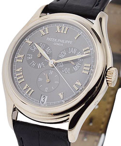 5035G - Annual Calendar in White Gold on Black Crocodile Leather Strap with Slate Grey Dial - Discontinued