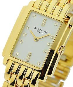 Yellow Gold Lady's Gondolo on Bracelet White Porcelain Diamond Dial