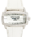 Ladys Gondolo 37.2mm in White Gold with Diamond Bezel on White Alligator Leather Strap with White MOP Dial
