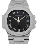Steel Nautilus - Men''s Size in Steel on Steel Bracelet with Black Dial