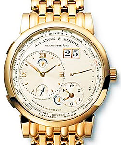 Lange 1 Timezone Mechanical in Yellow Gold On Yellow Gold Bracelet with Champagne Dial