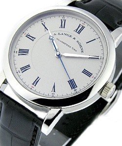 Richard Lange 40.5mm in Platinum On Black Alligator Leather Strap with Silver Roman Dial