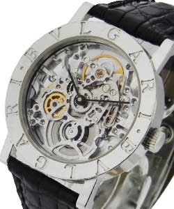 Bvlgari-Bvlgari 33mm in White Gold White Gold on Strap with Skeleton Dial 