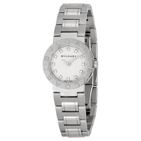 Bvlgari-Bvlgari 23mm in Steel on Bracelet with White Diamond Dial