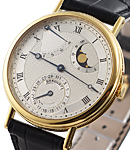 Classique Moon Power Reserve in Yellow Gold on Black Leather Strap with Silver Dial Skeleton Back