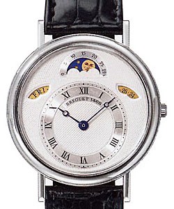 Classique Moonphase White Gold on Strap with Silver Dial 