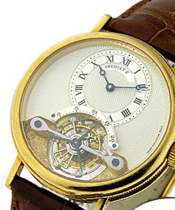 Grande Complication Tourbillon Co-Axial 36mm in Yellow Gold on Brown Crocodile Leather Strap with Silver Dial