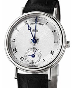 Classique Perpetual Calendar in White Gold  on Black Alligator Strap with Silver Dial