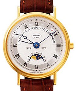Classique Perpetual Calendar in Yellow Gold on Brown Leather Strap with Silver Dial 