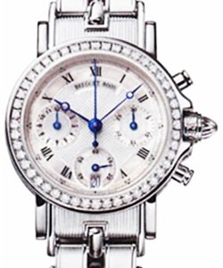 Marine Chronograph in White Gold with Diamond Bezel on White Gold  Bracelet with Silver Dial