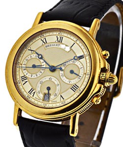 Marine Mid Size Yellow Gold Chronograph Yellow Gold on Strap with Smooth Bezel