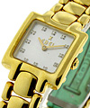 Lady's Square Beluga Yellow Gold on Bracelet with MOP Diamond Dial 