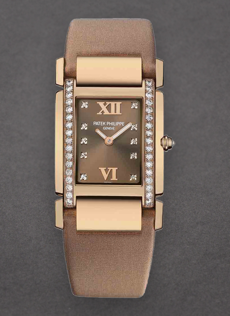 Patek Philippe Twenty-4 25mm Quartz in Rose Gold with Diamond Bezel