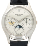 3940 Perpetual Calendar in White Gold on Black Crocodile Leather Strap with White Dial