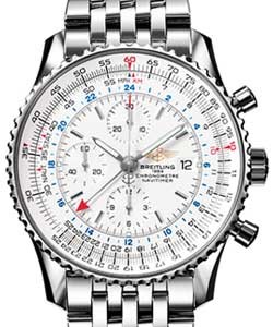 Navitimer World Chronograph in Steel on Steel Bracelet with Silver Dial