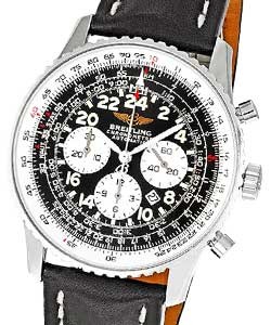 Navitimer Cosmonaute Chronograph in Steel on Back Calfskin Leather Strap with Dark Grey Dial