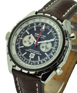 Navitimer Chrono-Matic Steel on Strap with Tang Buckle with Black Dial