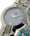 Lady's Steel Round La Scala Diamond Lugs - Blue MOP Diamond Dial 