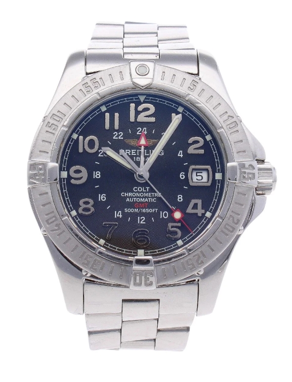 Colt GMT Men's Automatic in Stainless Steel on Steel Bracelet with Black Dial